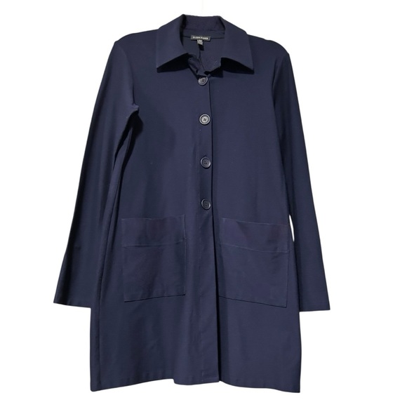 Eileen Fisher Blue Size XS/TP Crepe Classic Long Jacket NWOT - Picture 1 of 6